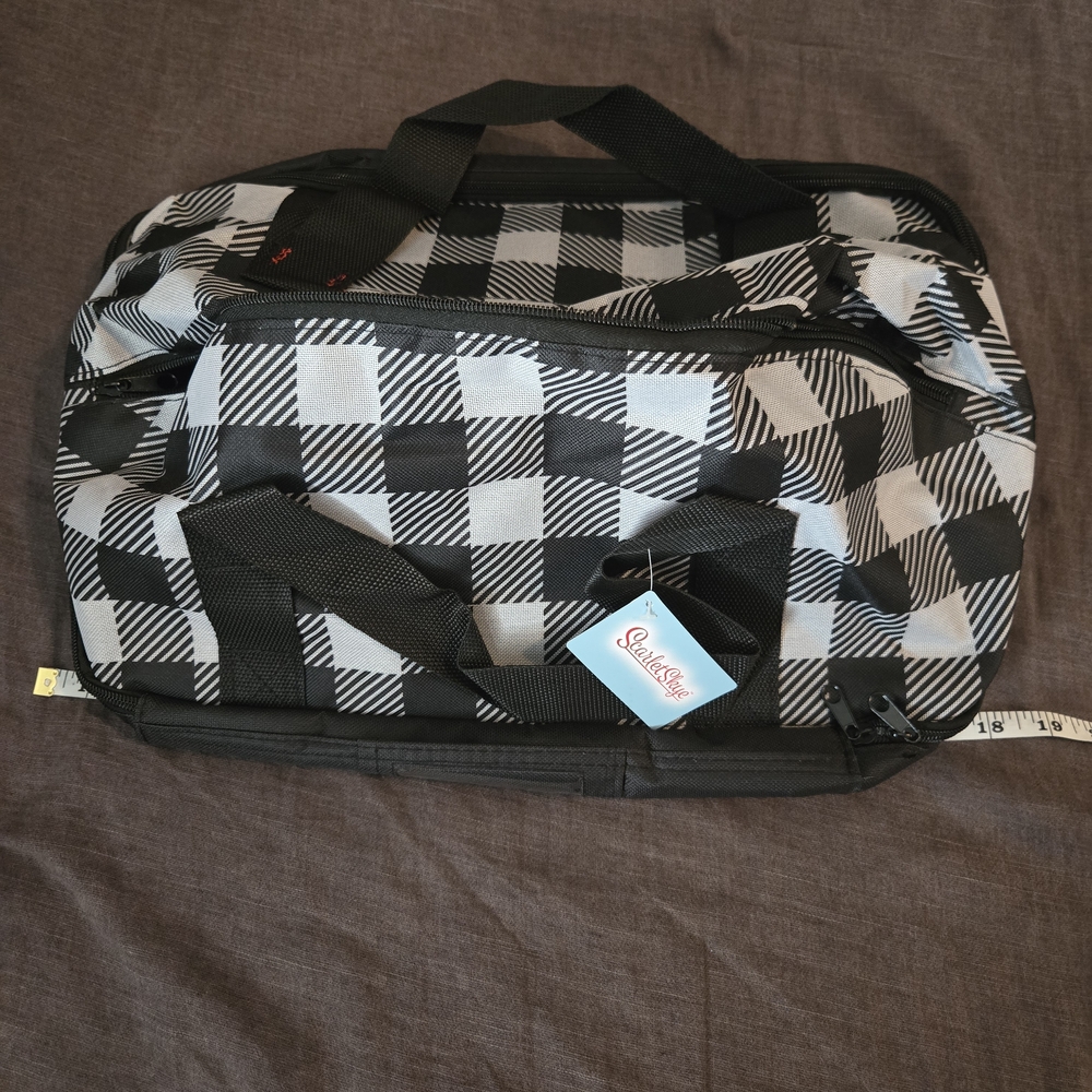 Scarlet Skye Black and White Checkered Duffel Bag 2 Tier Potluck Tote